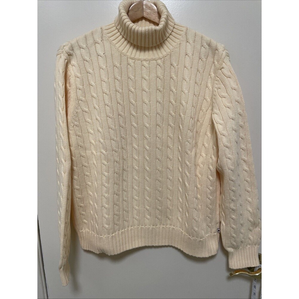 Vtg Y2K Tommy Hilfiger Women’s Cable-Knit Turtleneck Pullover Sweater Heavy